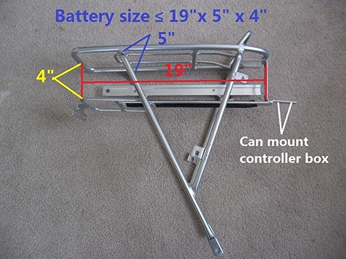 Electric bike battery rear rack fits 26