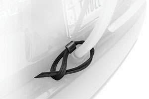 The TrunkLocker strap of the Thule 9009 Archway 2-Bike Trunk/Strap Mount Rack