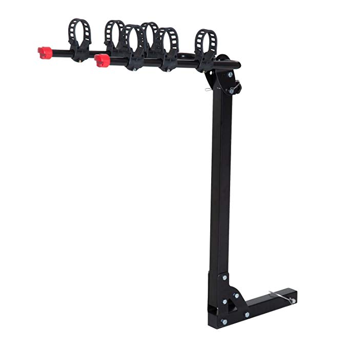 HOMCOM 4-Bike Hitch Mounted Vehicle Bicycle Carrier Rack - Fits 2